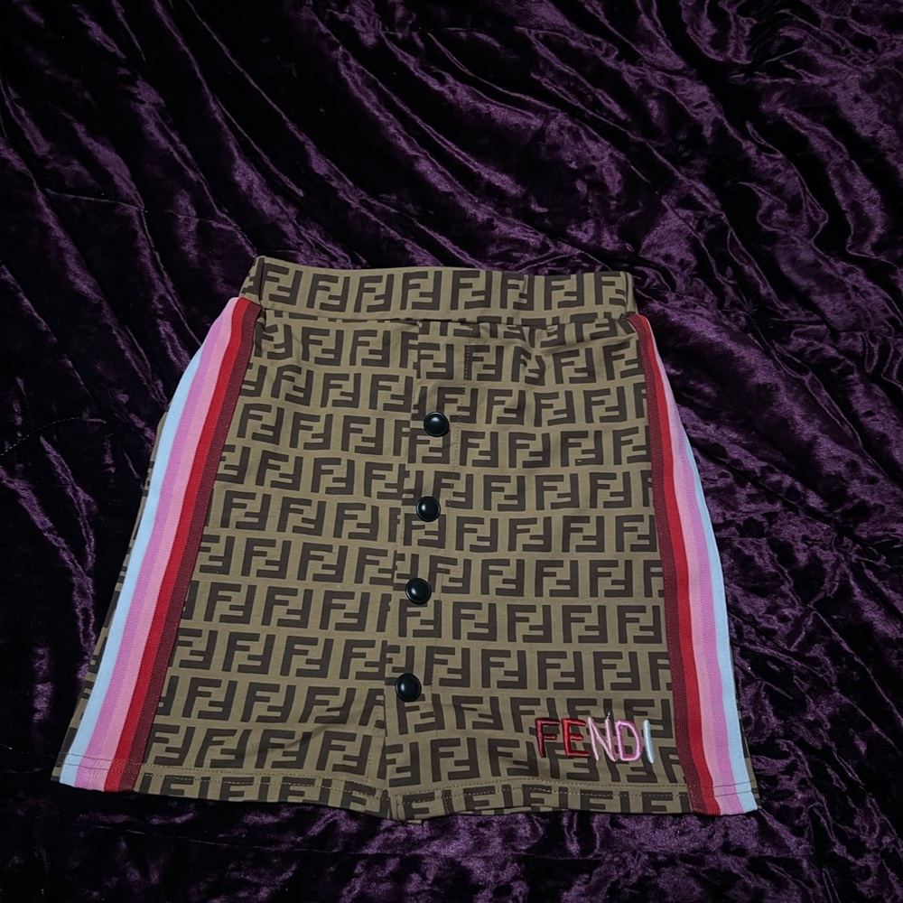 Fendi Brown Red Mini Pencil Skirt